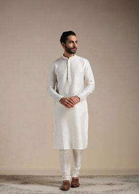 alt message - Manyavar Men Antique White Kurta and Jacket Set image number 2